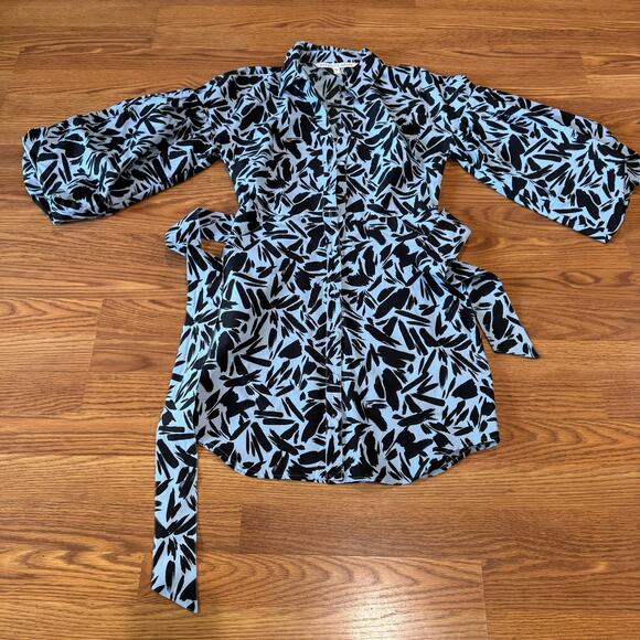 VERONICA BEARD blue mini Samy Printed Shirtdress size 4 - Picture 8 of 11